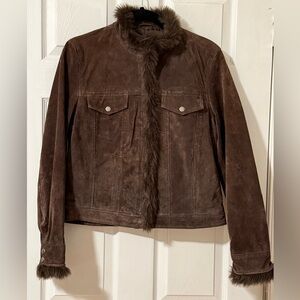 Coldwater Creek Brown Jacket with Faux Fur